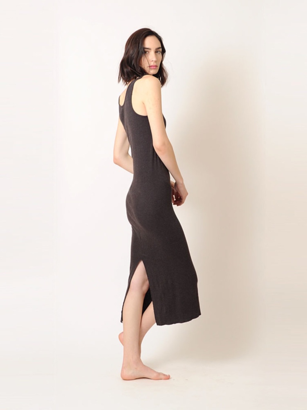 LAUREN MANOOGIAN The Rib Dress in Charcoal Cotton Cashmere Blend Size 3 L